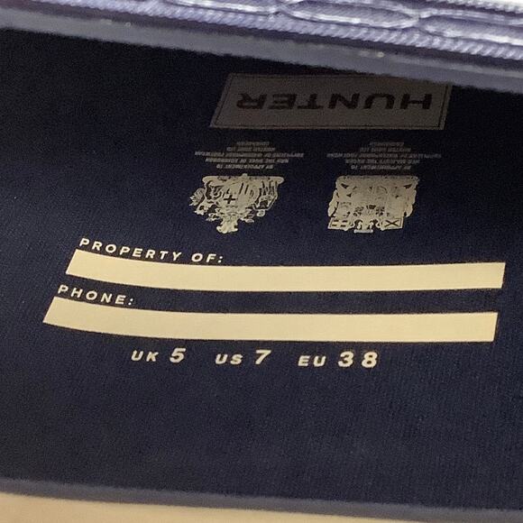 HUNTER Sz 7 Melody Blue Original Back Adjustable Gloss Rain Boots Pull On LM1-24 - Picture 10 of 10